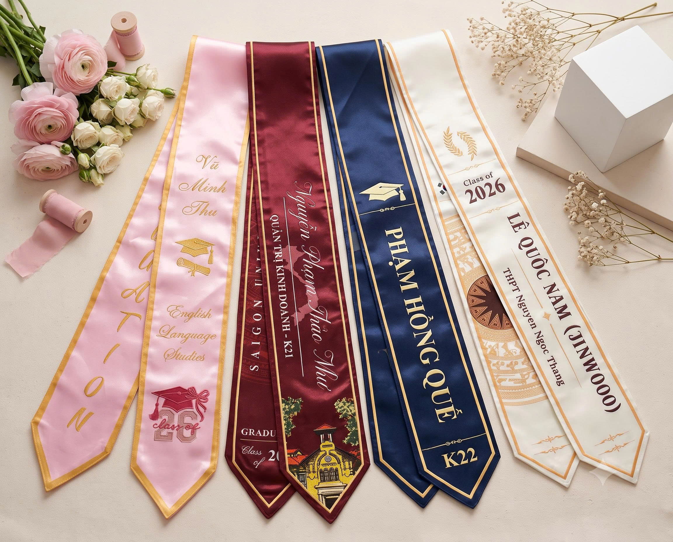 Mẫu sash tốt nghiệp Glowy